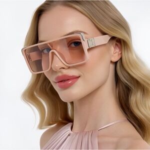 Oversized Square Sunglasses Fashion Beige Frame Unisex Beach Trendy Lentes Gafas